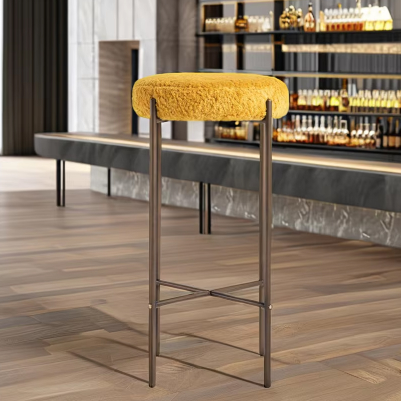 Modern Pink Stone Bar Stool – Elegant Design with Sleek Metal Base