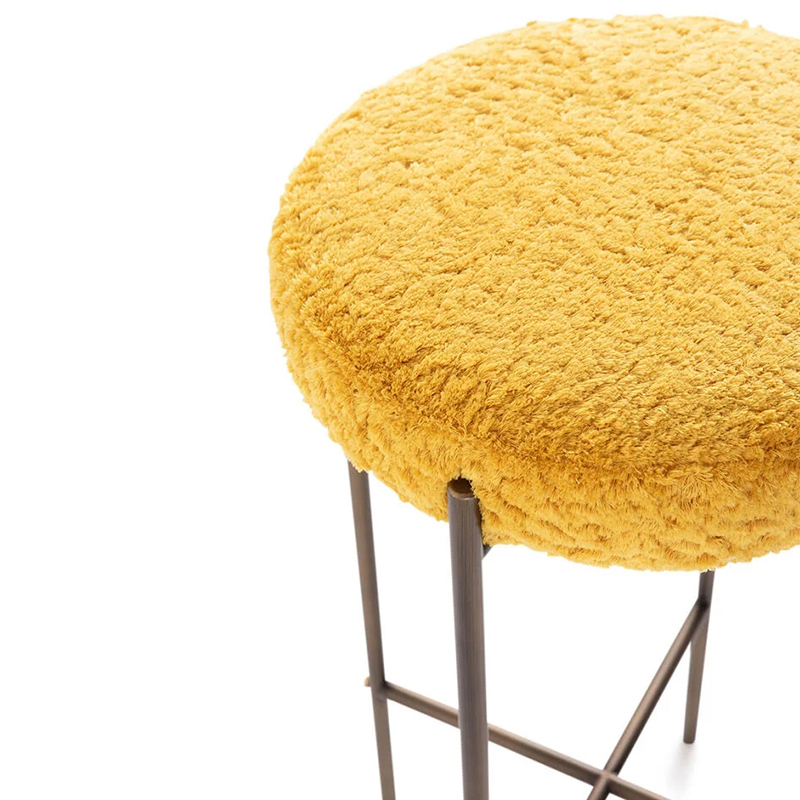 Modern Pink Stone Bar Stool – Elegant Design with Sleek Metal Base