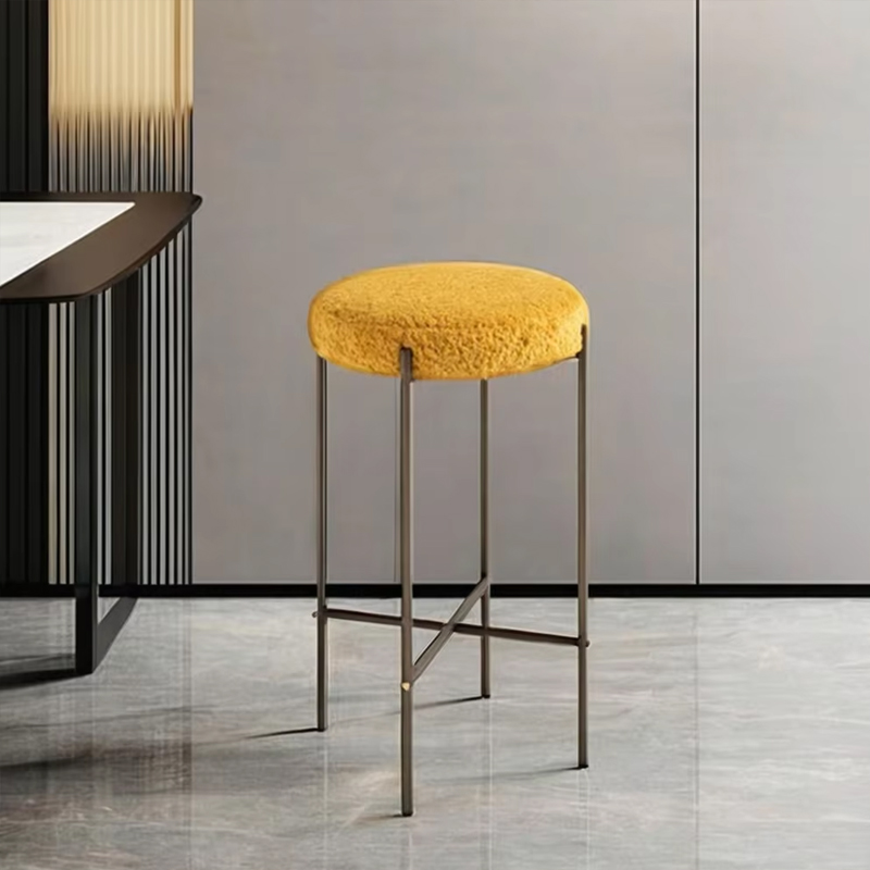 Modern Pink Stone Bar Stool – Elegant Design with Sleek Metal Base