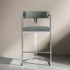 Modern Padded Bar Stool – Comfortable Design with Elegant Armrests and Metal Legs