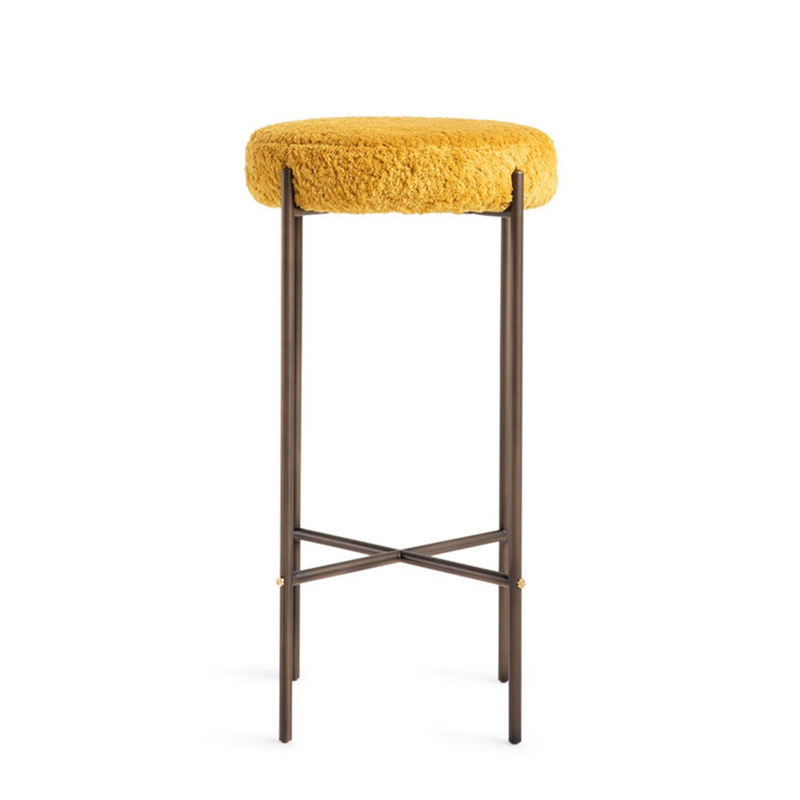 Modern Pink Stone Bar Stool – Elegant Design with Sleek Metal Base