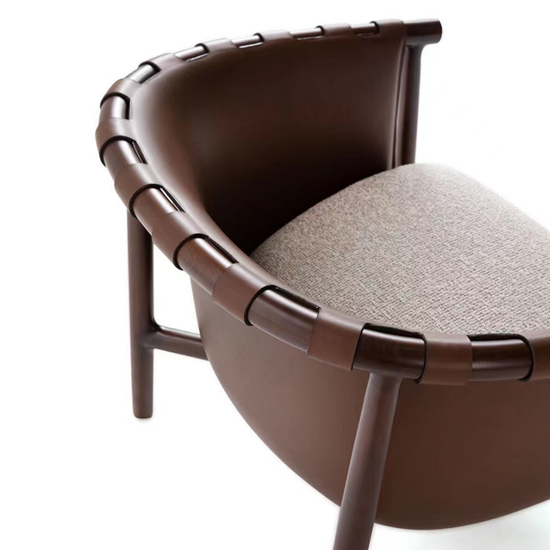 Modern Leather Armchair – Sleek Dining Chair with Elegant Metal Base