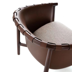 Modern Leather Armchair – Sleek Dining Chair with Elegant Metal Base