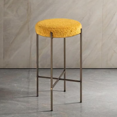 Modern Pink Stone Bar Stool – Elegant Design with Sleek Metal Base