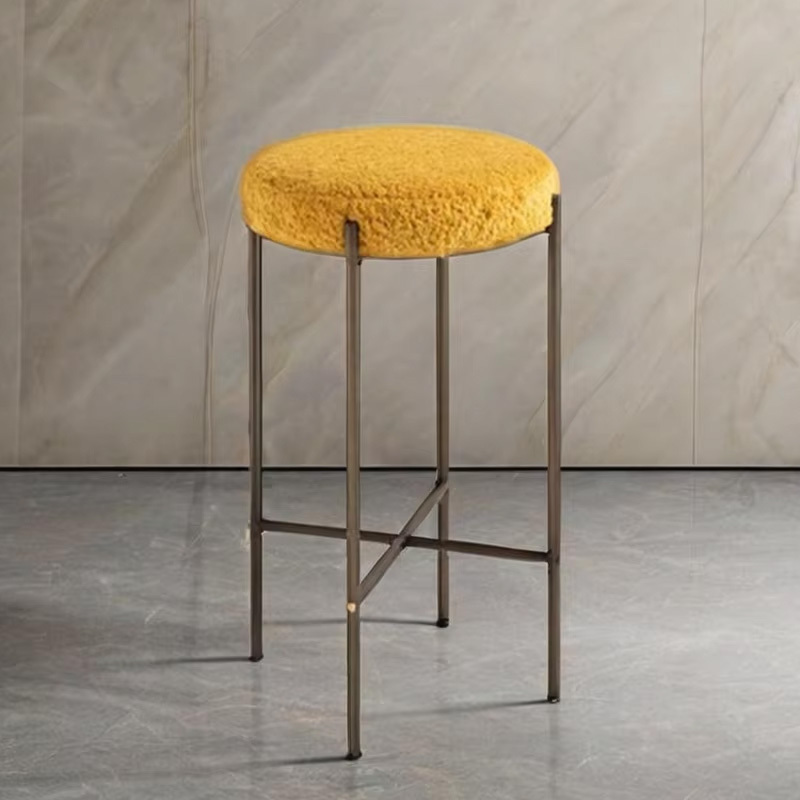 Modern Pink Stone Bar Stool – Elegant Design with Sleek Metal Base