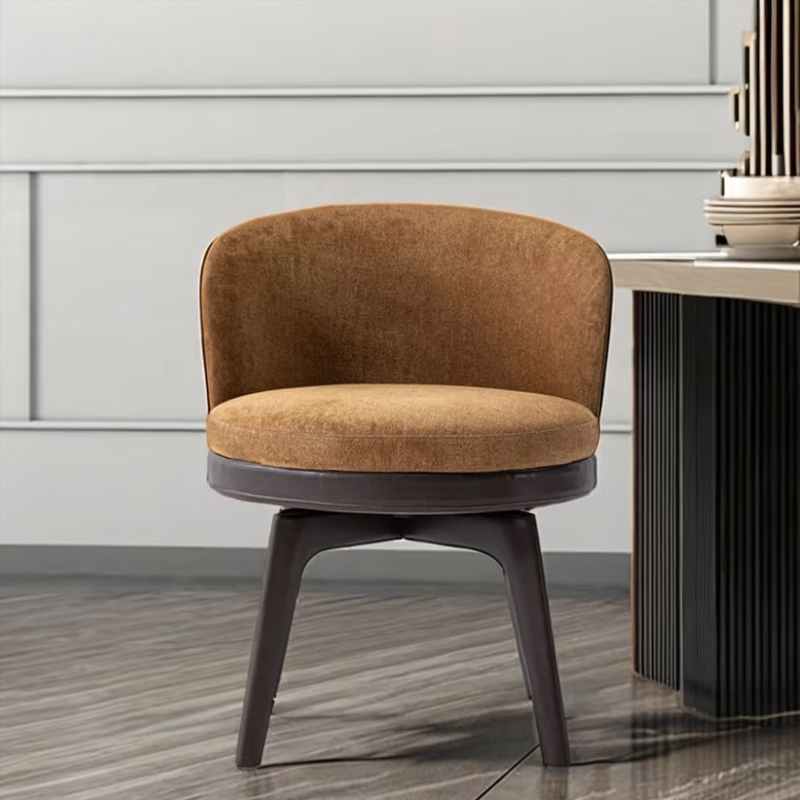 Modern Saddle Leather Dining Chair – Sleek Design with Comfortable Armrests