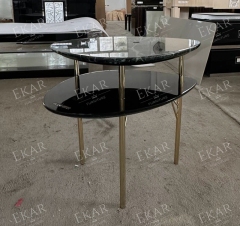 Modern Green Marble Side Table with Crystal Steel Legs