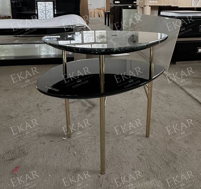 Modern Green Marble Side Table with Crystal Steel Legs