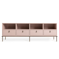 Modern Wood TV Cabinet – Sleek Metal Legs and Ample Storage Design