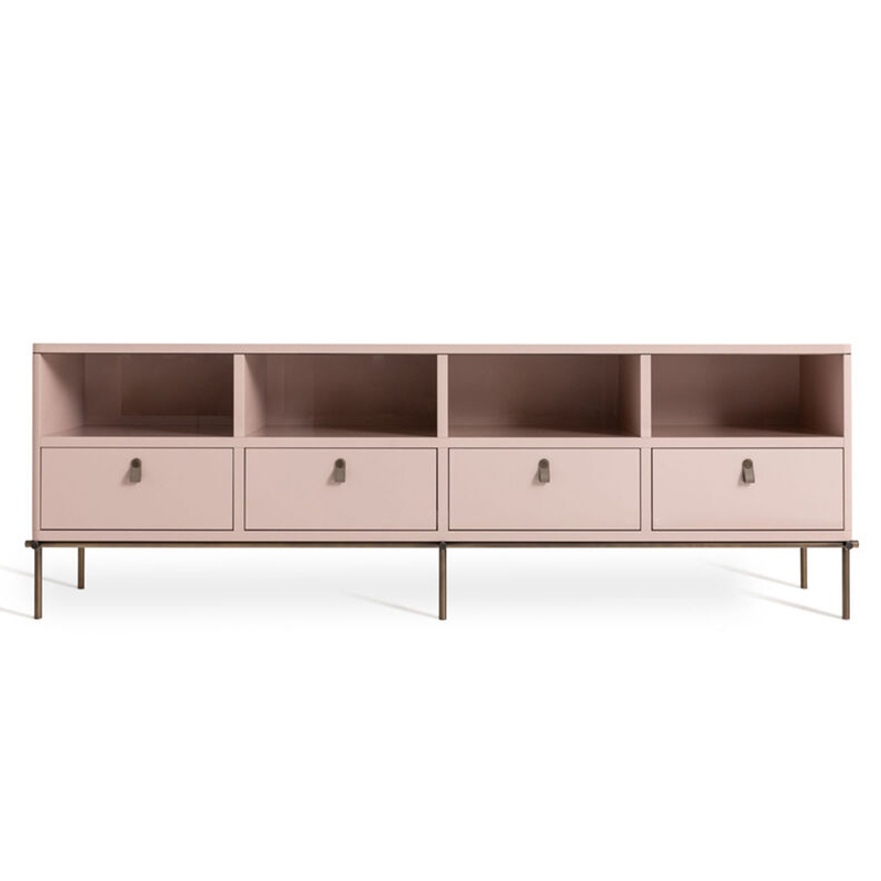 Modern Wood TV Cabinet – Sleek Metal Legs and Ample Storage Design