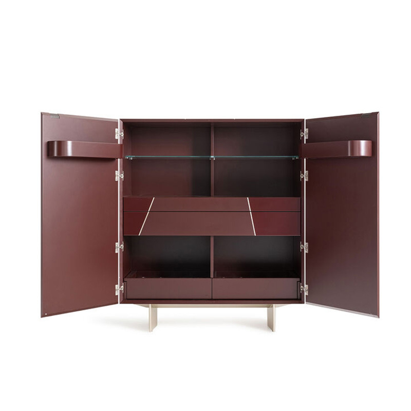 Modern Wood Veneer Shoe Cabinet – Stylish Design with Sleek Metal Legs