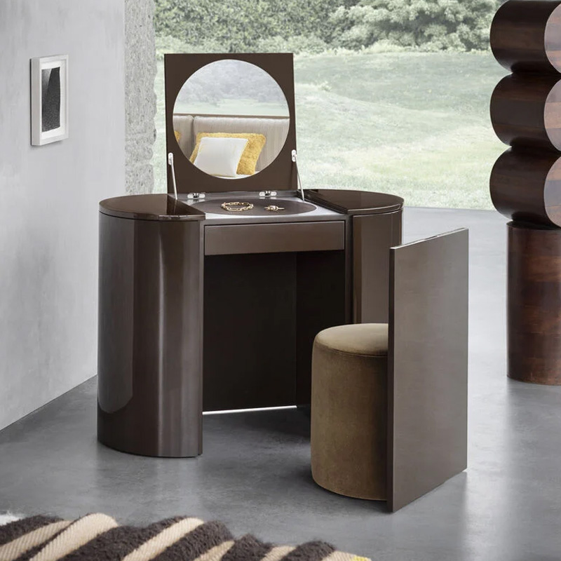 Modern Oval Dressing Table – Sleek Design with Ample Storage and Elegance