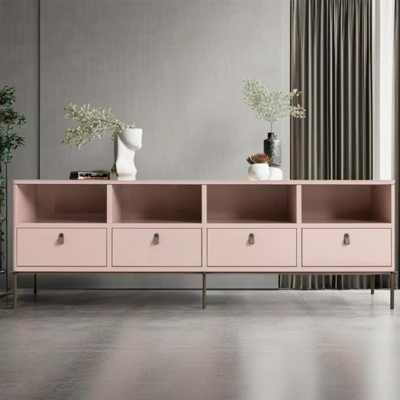 Modern Wood TV Cabinet – Sleek Metal Legs and Ample Storage Design