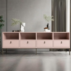 Modern Wood TV Cabinet – Sleek Metal Legs and Ample Storage Design