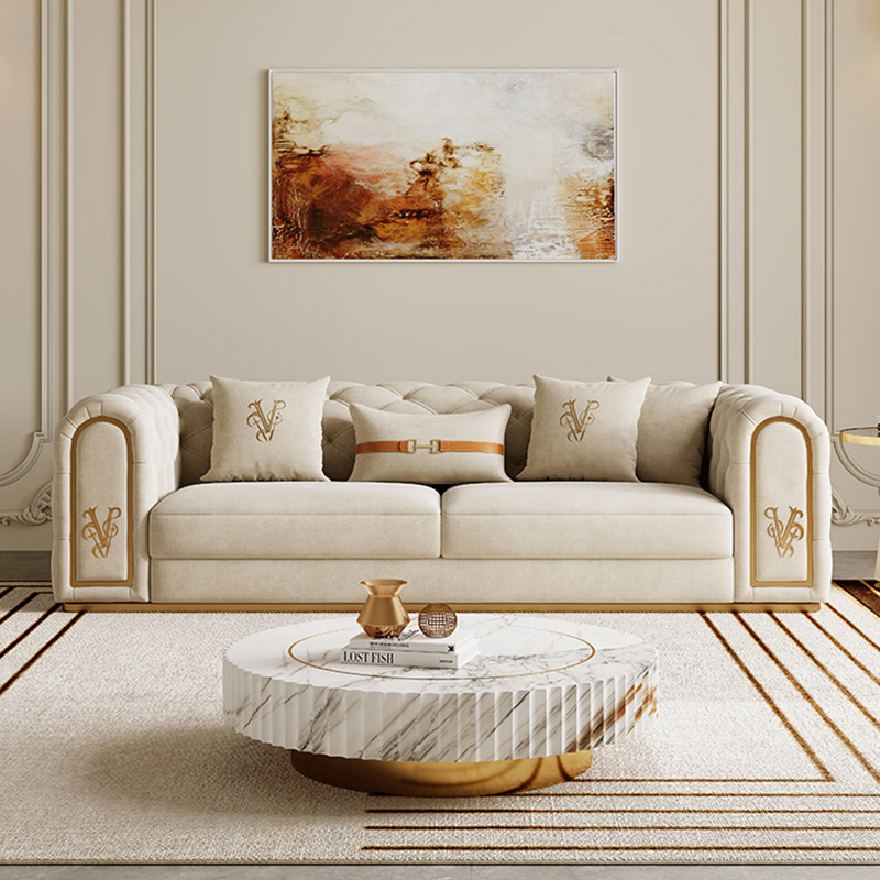Modern Embroidered Logo Sofa – Luxurious Soft Cushions for Ultimate Comfort