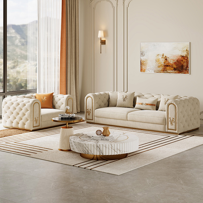 Modern Embroidered Logo Sofa – Luxurious Soft Cushions for Ultimate Comfort