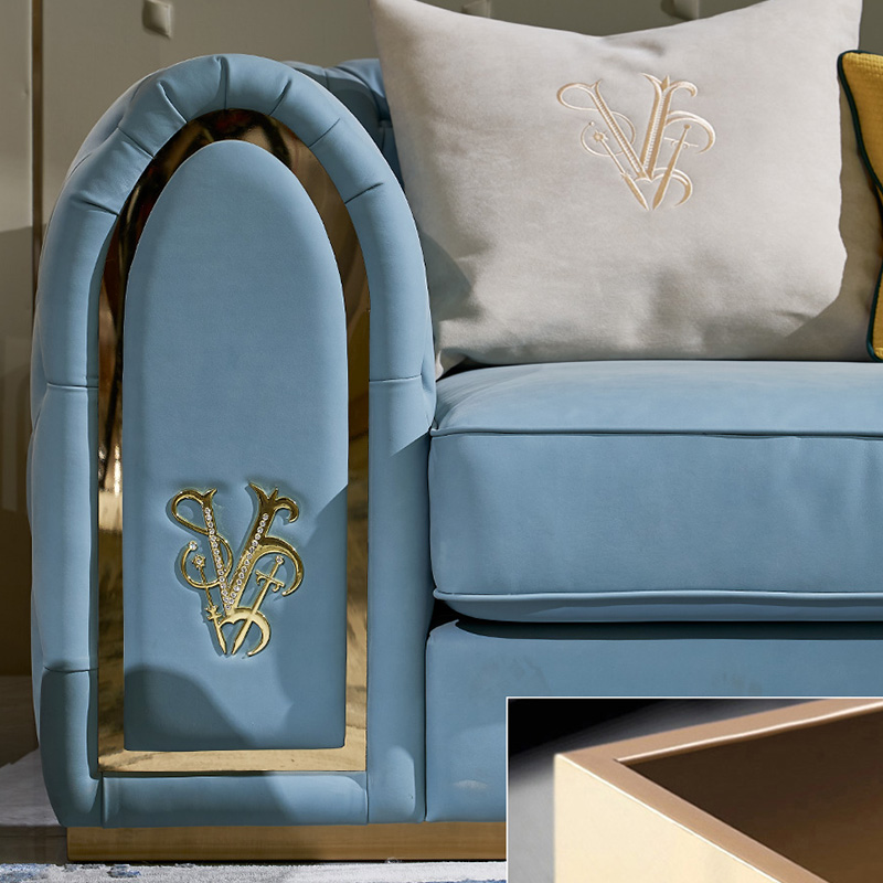 Modern Embroidered Logo Sofa – Luxurious Soft Cushions for Ultimate Comfort