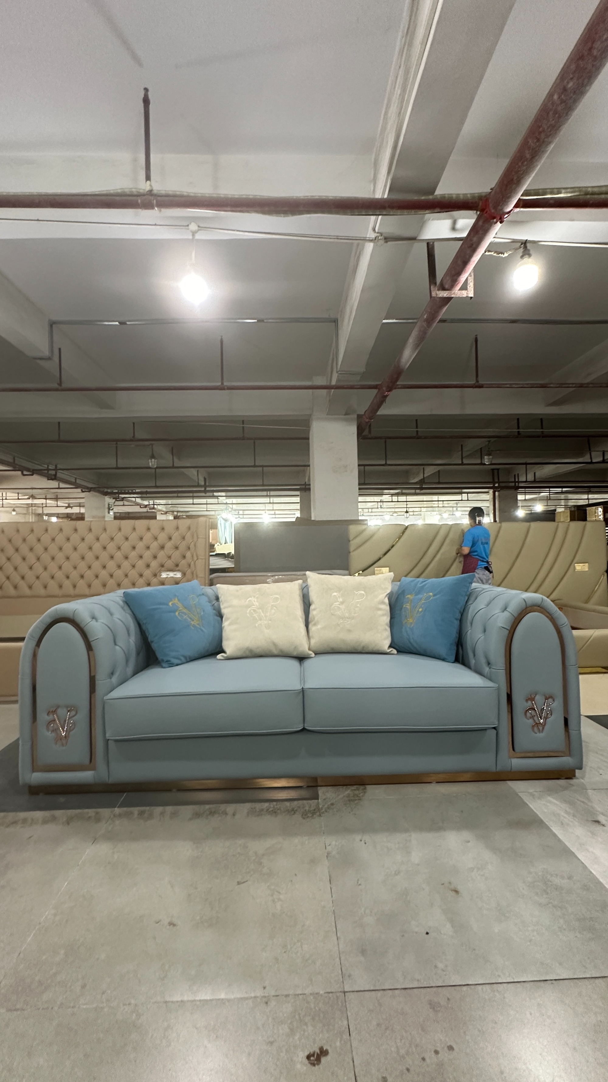 Modern Embroidered Logo Sofa – Luxurious Soft Cushions for Ultimate Comfort