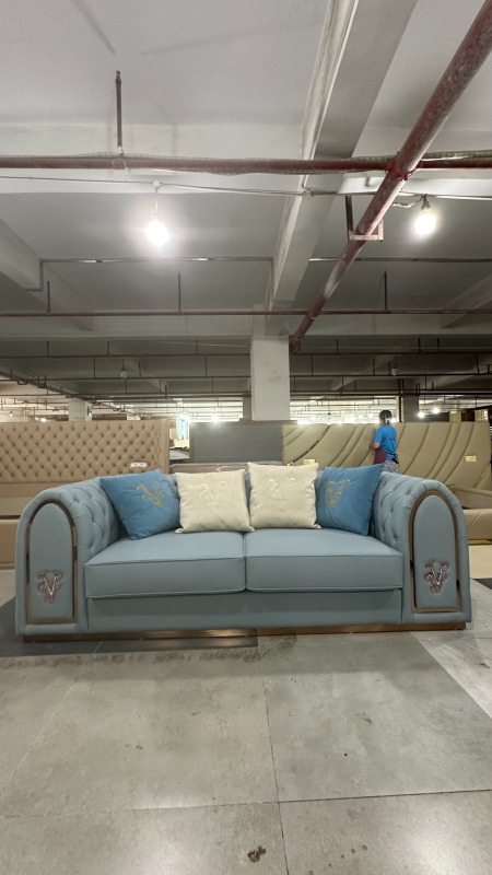 Modern Embroidered Logo Sofa – Luxurious Soft Cushions for Ultimate Comfort