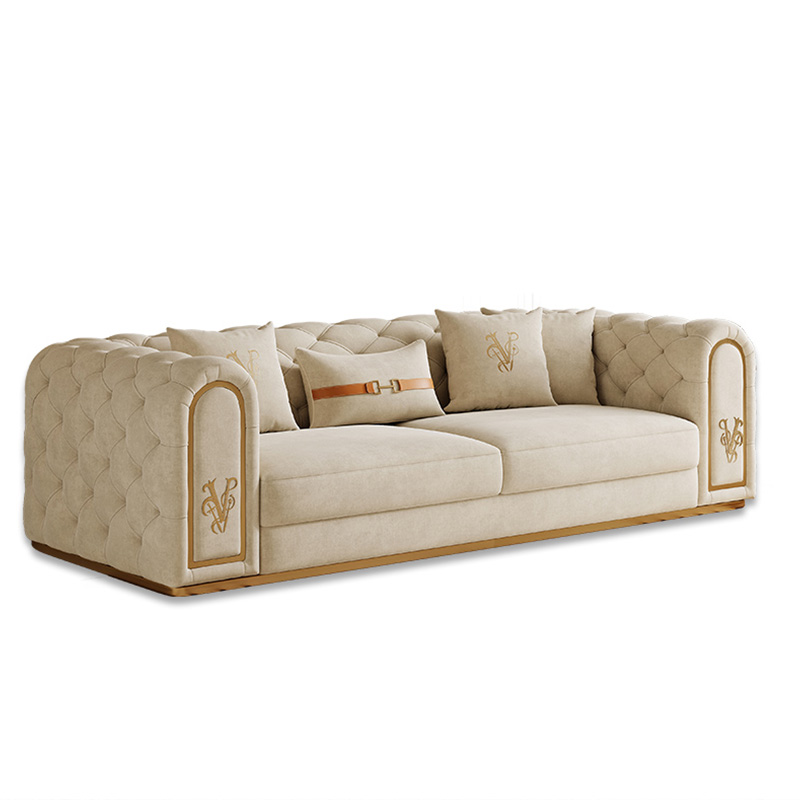 Modern Embroidered Logo Sofa – Luxurious Soft Cushions for Ultimate Comfort