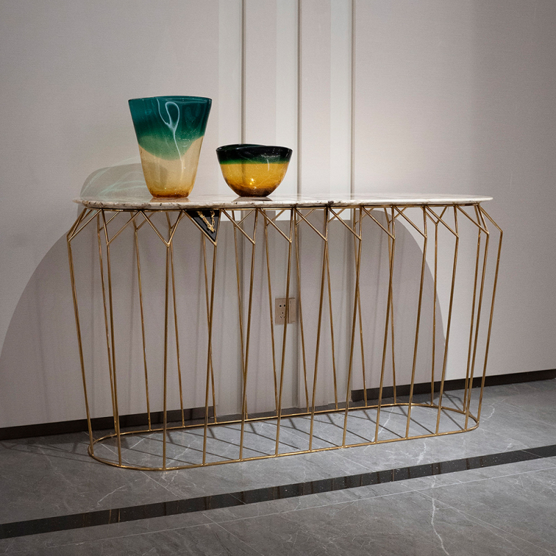 Modern Marble Console Table – Sleek Metal Legs and Luxurious Design
