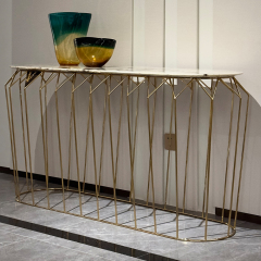 Modern Marble Console Table – Sleek Metal Legs and Luxurious Design