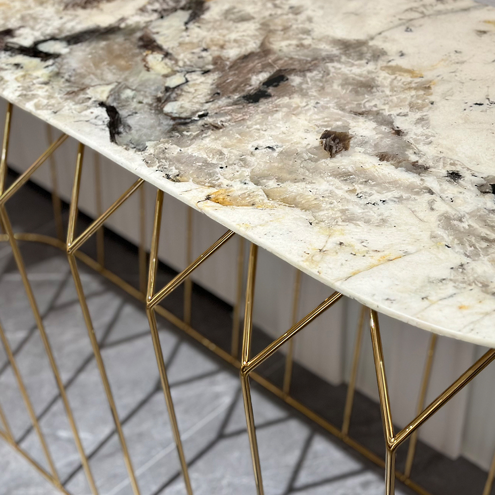 Modern Marble Console Table – Sleek Metal Legs and Luxurious Design