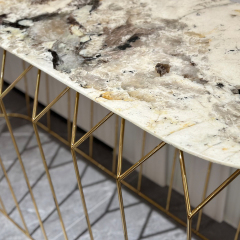 Modern Marble Console Table – Sleek Metal Legs and Luxurious Design