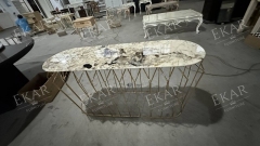 Modern Marble Console Table – Sleek Metal Legs and Luxurious Design