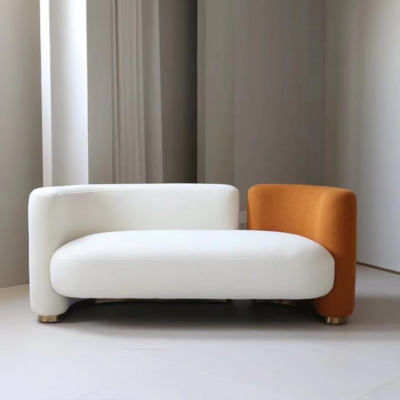 Modern Color-Block Sofa – Stylish Fabric Design for a Contemporary Living Room