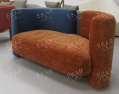 Modern Color-Block Sofa – Stylish Fabric Design for a Contemporary Living Room