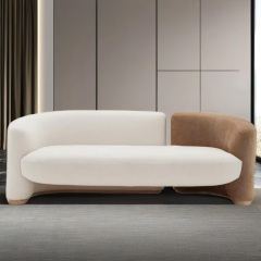 Modern Color-Block Sofa – Stylish Fabric Design for a Contemporary Living Room