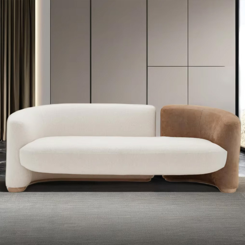 Modern Color-Block Sofa – Stylish Fabric Design for a Contemporary Living Room