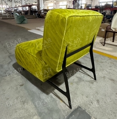 Chic Modern Lounge Chair with Brass and Embossed Fabric Design