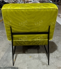 Chic Modern Lounge Chair with Brass and Embossed Fabric Design