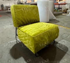 Chic Modern Lounge Chair with Brass and Embossed Fabric Design