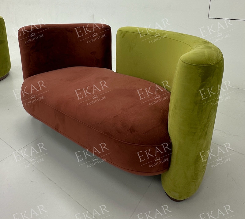 Modern Color-Block Sofa – Stylish Fabric Design for a Contemporary Living Room