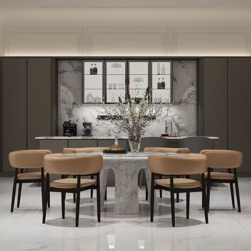 Modern Round Marble Dining Table – Elegant Design with Marble Base