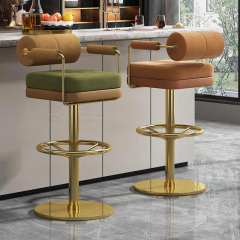 Height Adjustable Metal Bar Stool with Cushioned Seat for Comfort