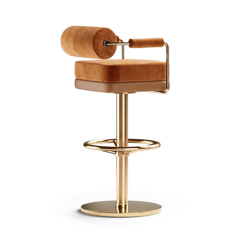 Height Adjustable Metal Bar Stool with Cushioned Seat for Comfort