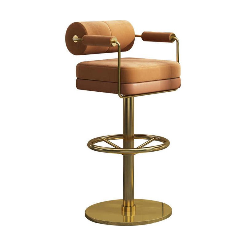 Height Adjustable Metal Bar Stool with Cushioned Seat for Comfort