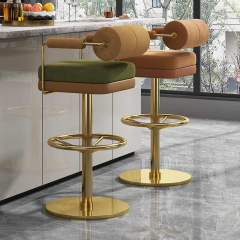 Height Adjustable Metal Bar Stool with Cushioned Seat for Comfort