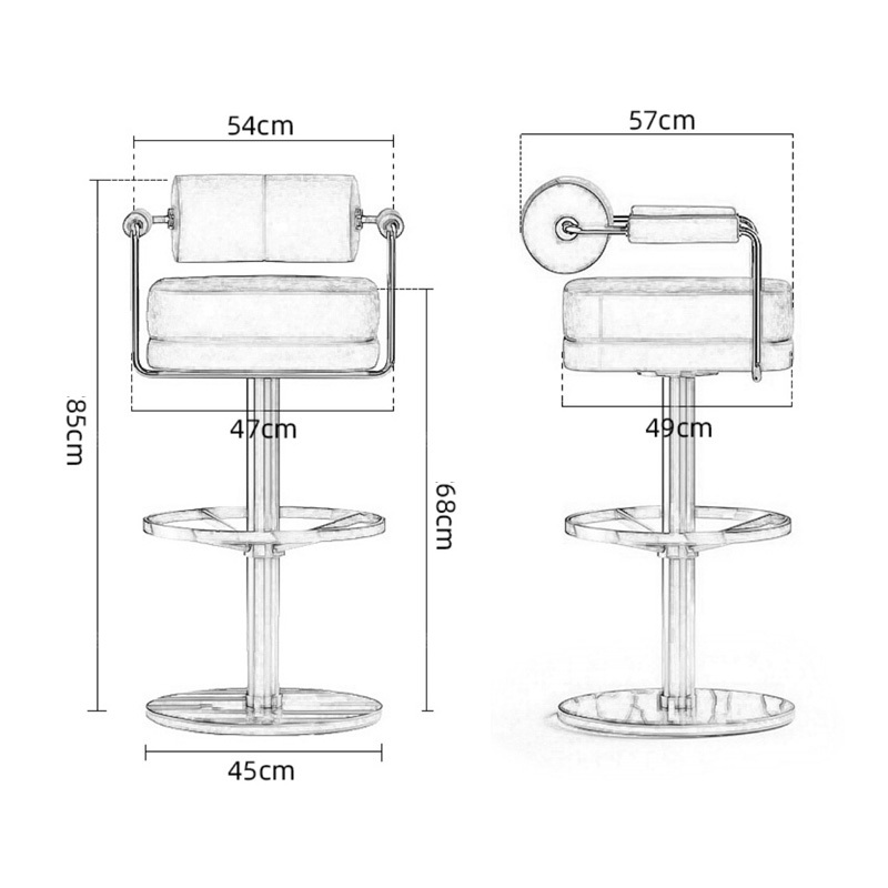 Height Adjustable Metal Bar Stool with Cushioned Seat for Comfort
