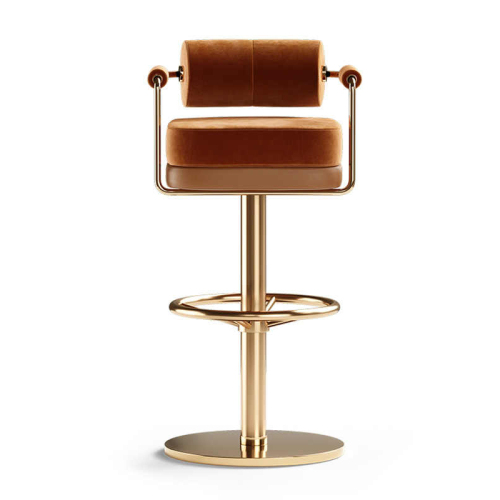 Height Adjustable Metal Bar Stool with Cushioned Seat for Comfort