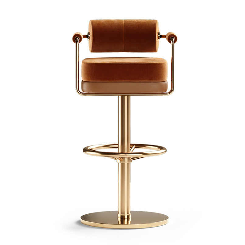 Height Adjustable Metal Bar Stool with Cushioned Seat for Comfort