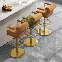 Height Adjustable Metal Bar Stool with Cushioned Seat for Comfort