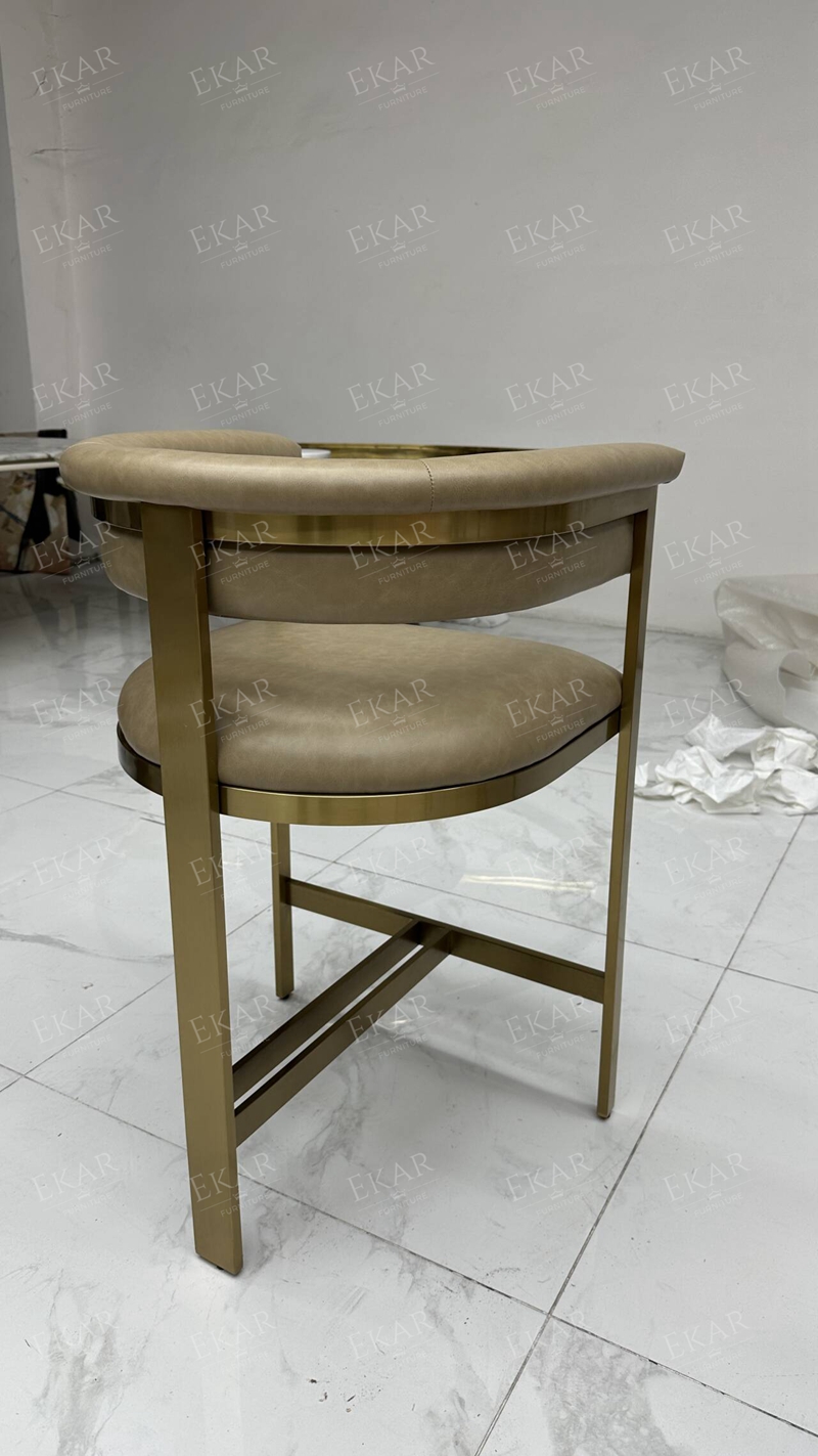 Modern Metal Frame Bar Stool with Soft Upholstered Seat for Dining and Kitchen Use