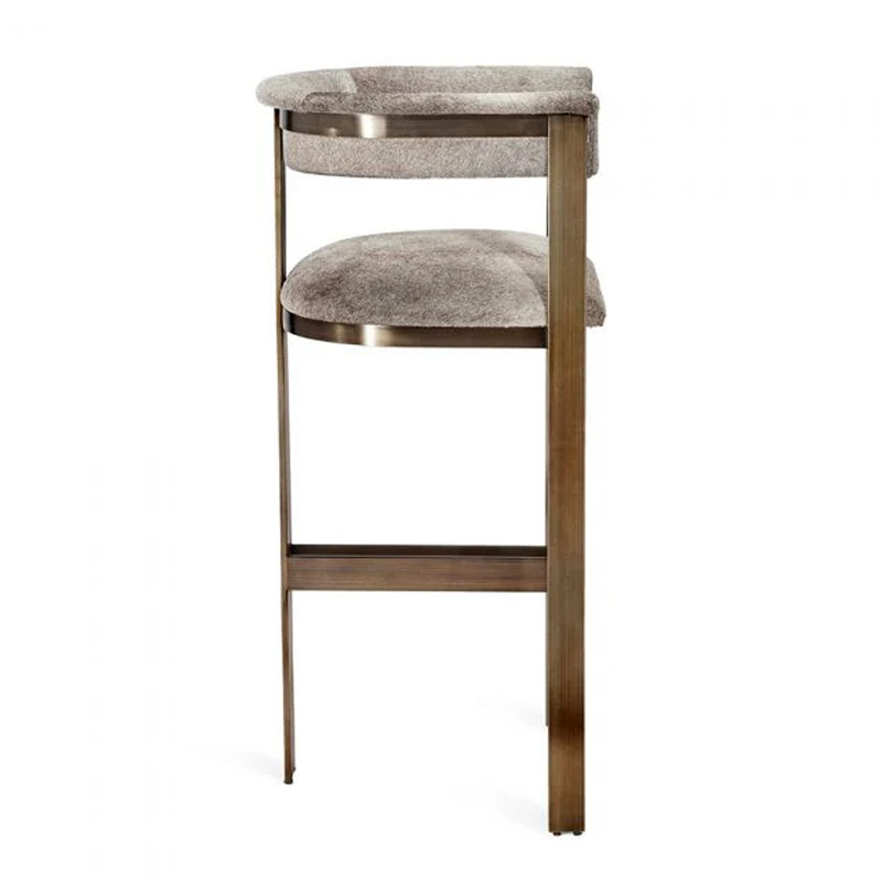 Modern Metal Frame Bar Stool with Soft Upholstered Seat for Dining and Kitchen Use