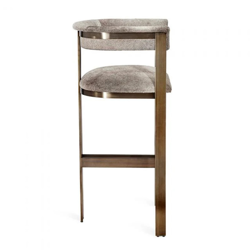 Modern Metal Frame Bar Stool with Soft Upholstered Seat for Dining and Kitchen Use