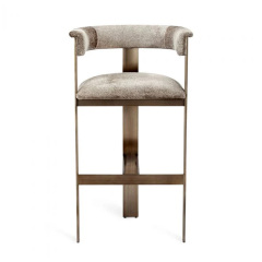 Modern Metal Frame Bar Stool with Soft Upholstered Seat for Dining and Kitchen Use
